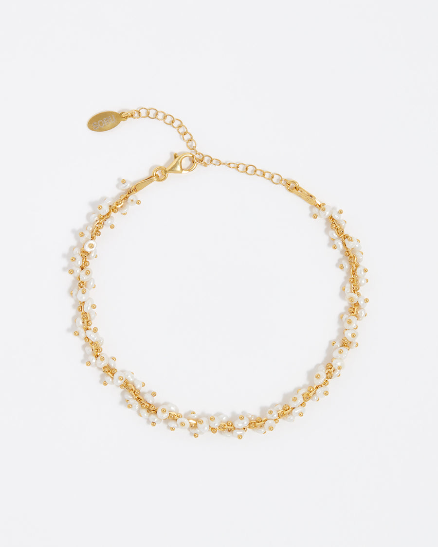 soru jewellery gold plated silver and pearl bracelet