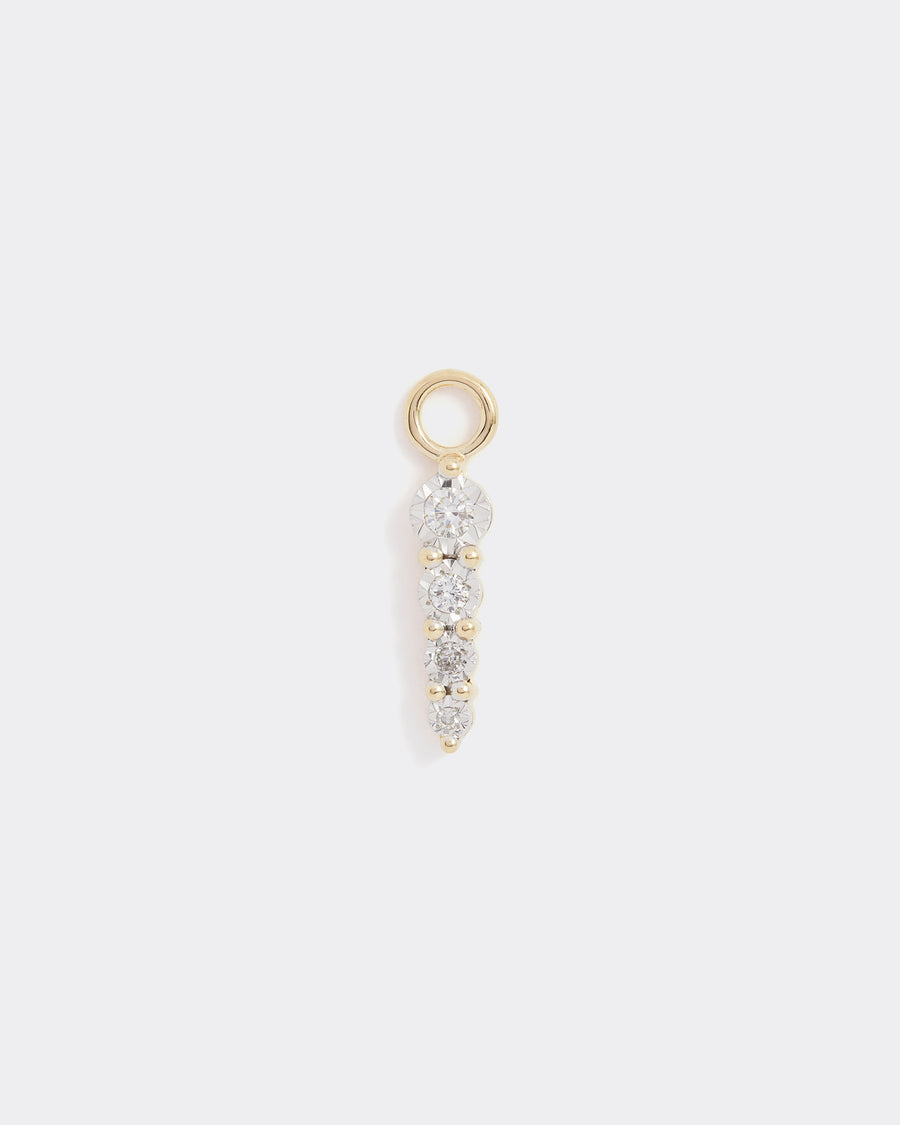 14ct gold & diamond charm, 3 linear diamonds, interchangeable charm to be used on necklaces and earrings, product shot