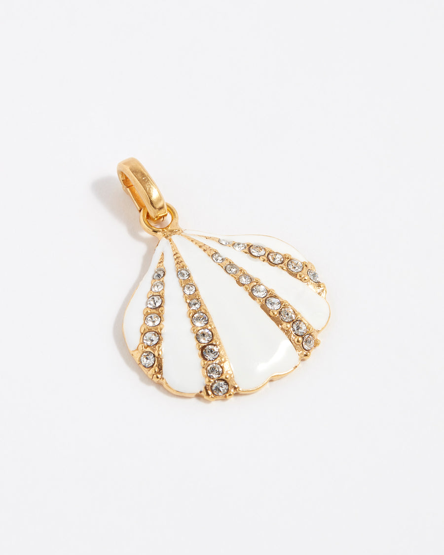 gold plated silver and enamel shell charm with crystals 