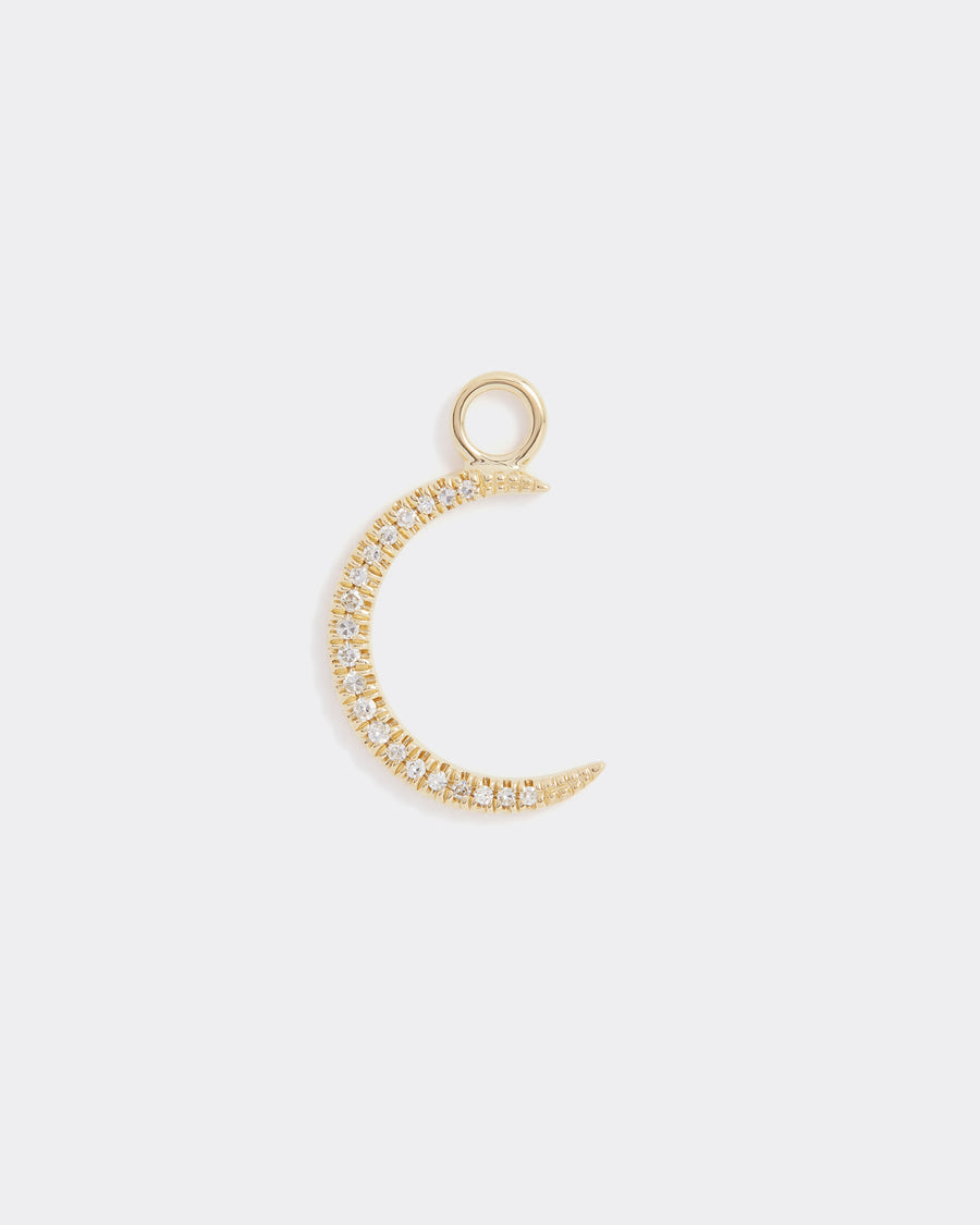 gold and diamond crescent moon charm, product shot