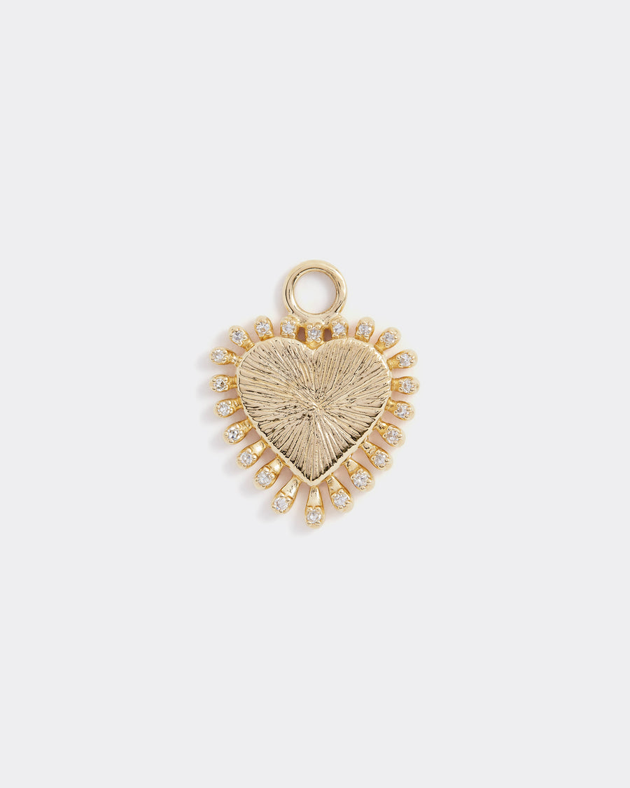 gold and diamond heart charm, product shot