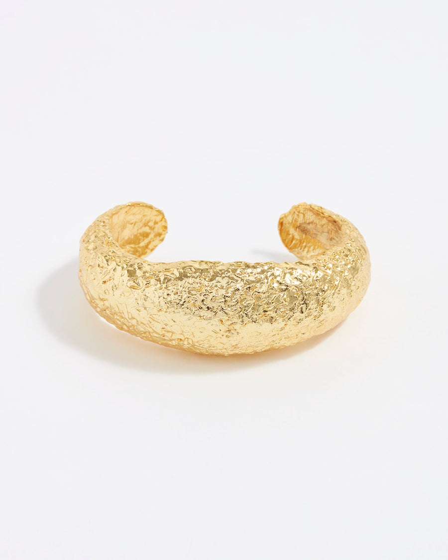 gold plated silver thick textured cuff bracelet