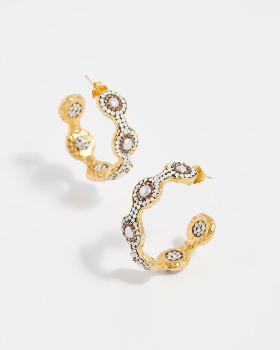 soru jewellery pearl and crystal hoop earrings