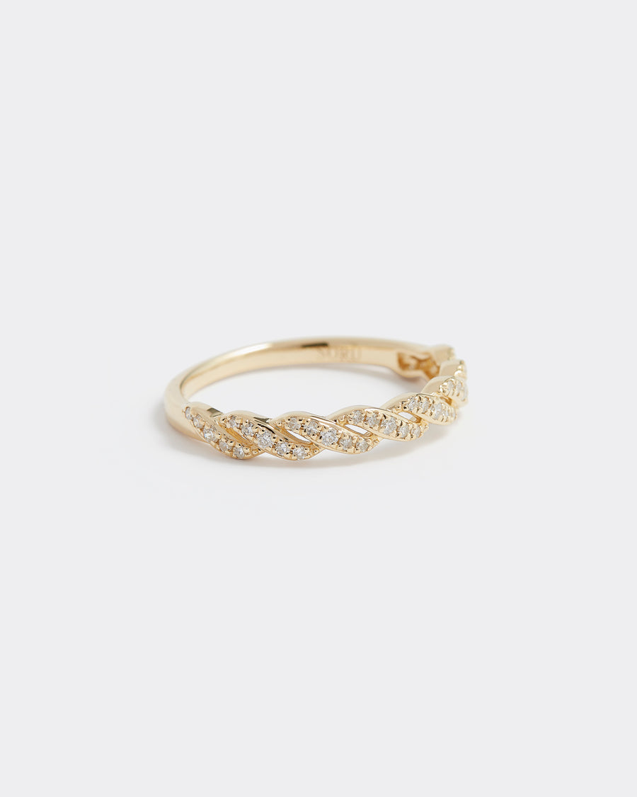 Soru Jewellery plaited diamond, braided diamond ring product shot 