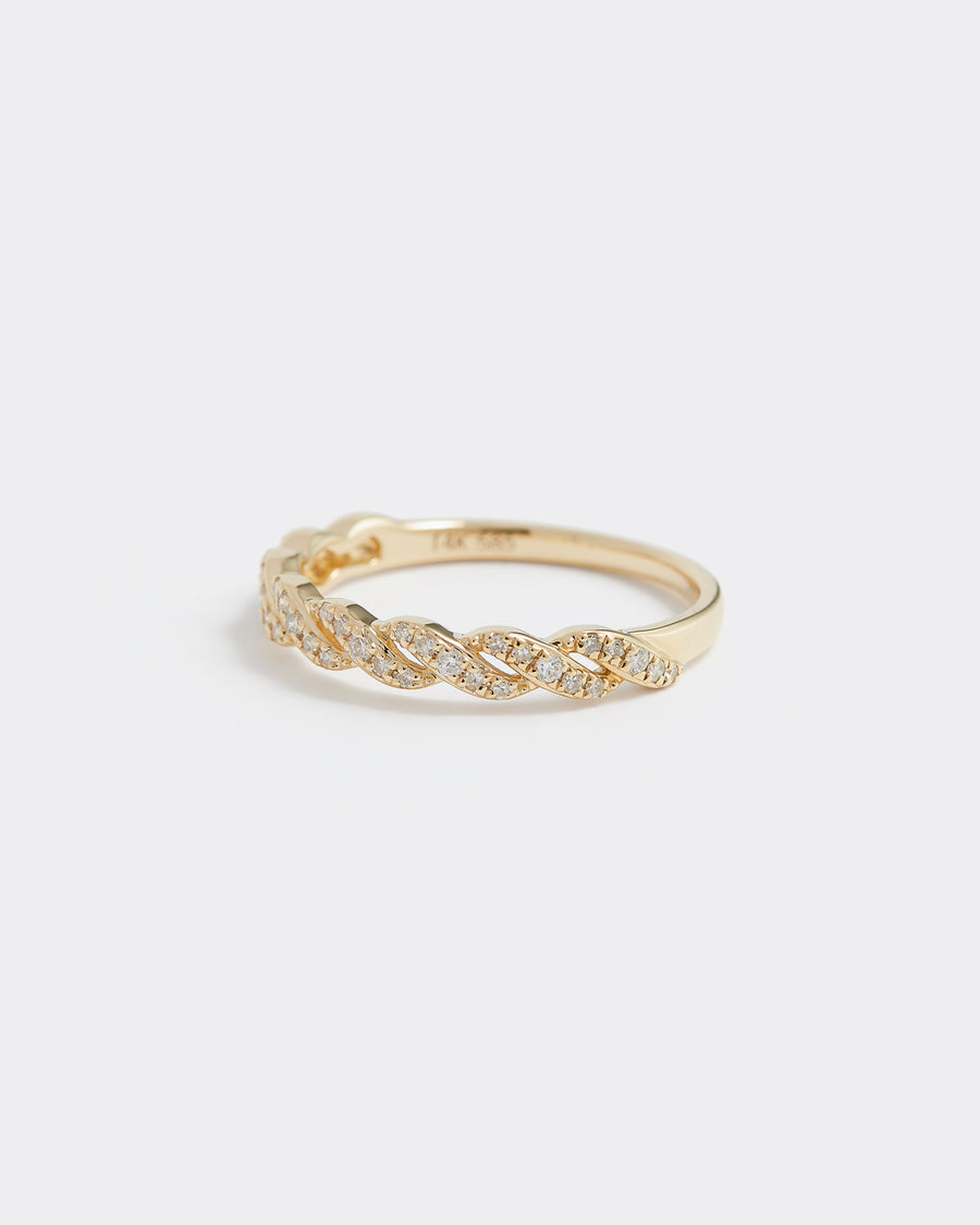 Soru Jewellery braided gold diamond ring product shot 