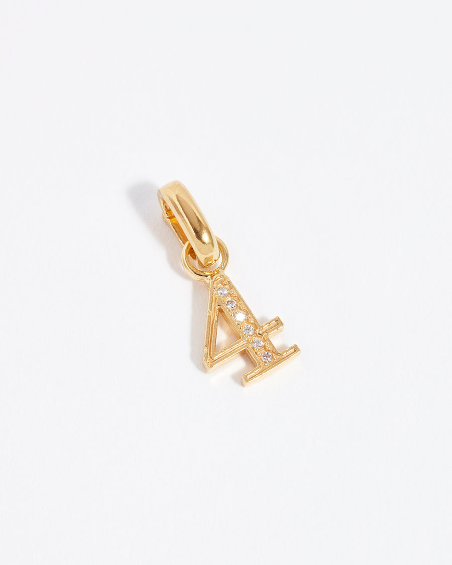 number 4 gold and crystal charm 