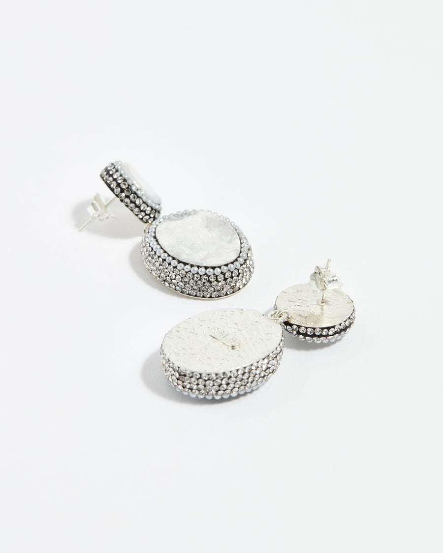 white chalcedony soru jewellery earrings, white soru pearl earrings, silver soru