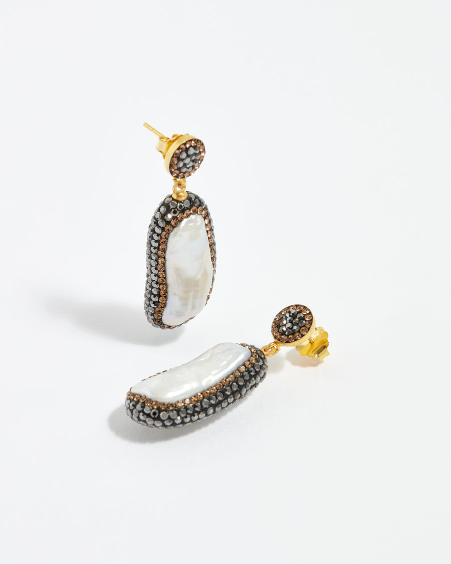 soru jewellery double sided baroque pearl earrings shown on white background 