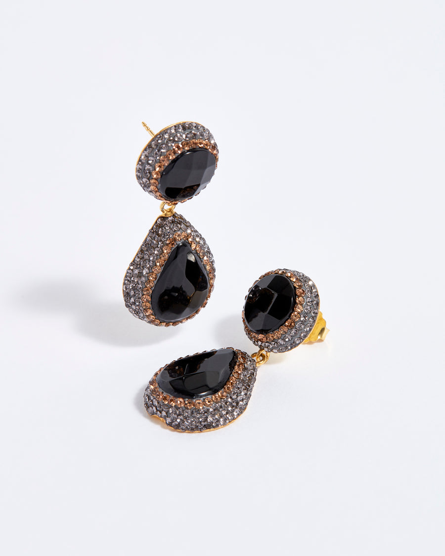 soru jewellery onyx earrings, gold and blacksoru jewellery onyx earrings, gold and black