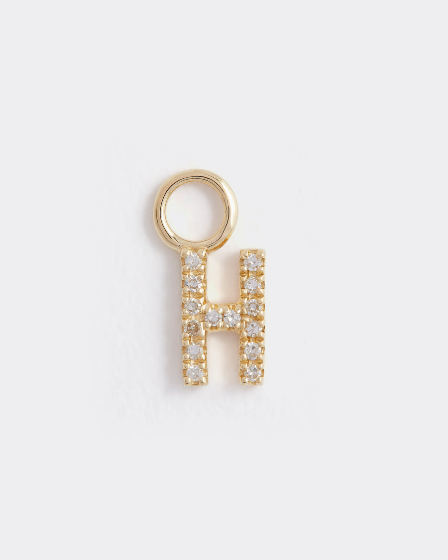 letter h gold and diamond charm
