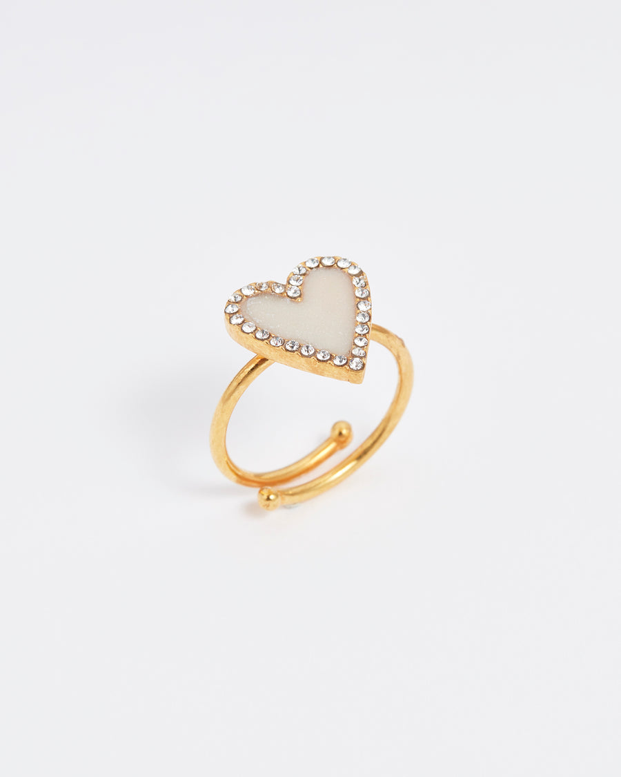 soru jewellery mini enamel and crystal heart ring with adjustable band