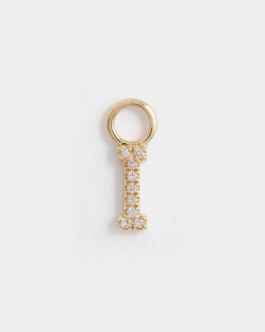 letter i gold and diamond charm
