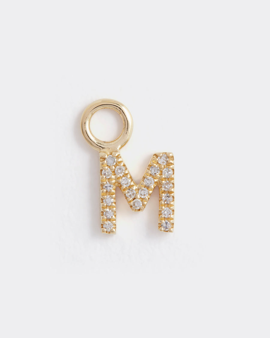 letter m gold and diamond charm