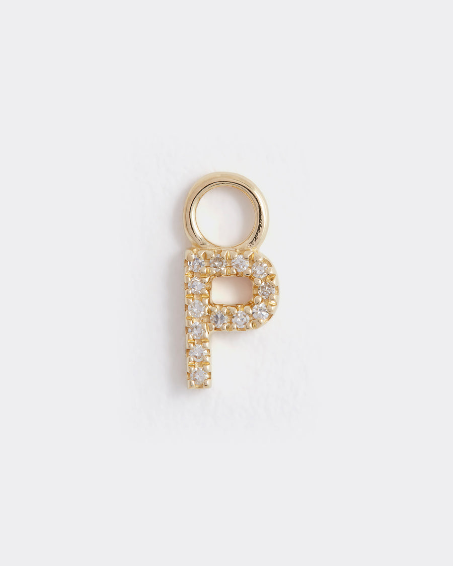 letter p gold and diamond charm
