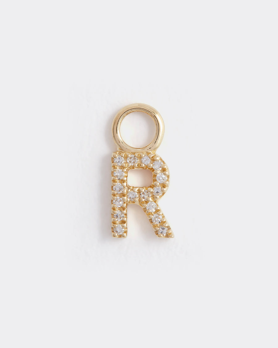 letter r gold and diamond charm