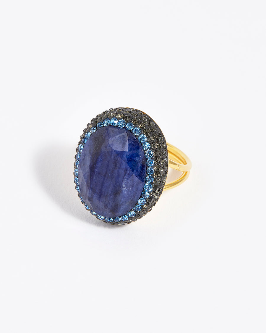 soru jewellery sapphire ring, soru blue ring, cocktail ring, crystal ring