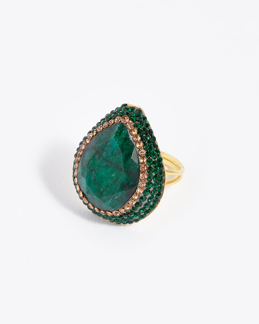 soru jewellery emerald gold ring, soru green ring