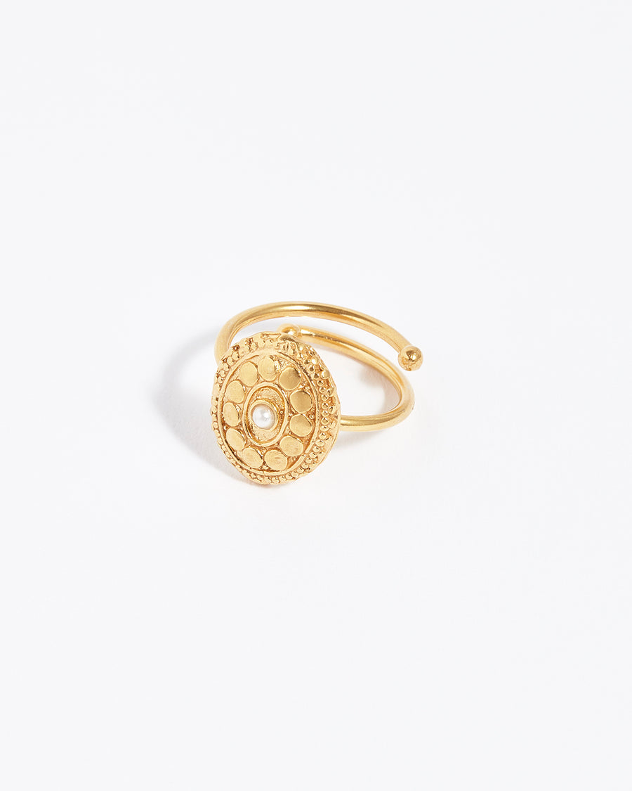 soru treasures mini ring, gold and pearl