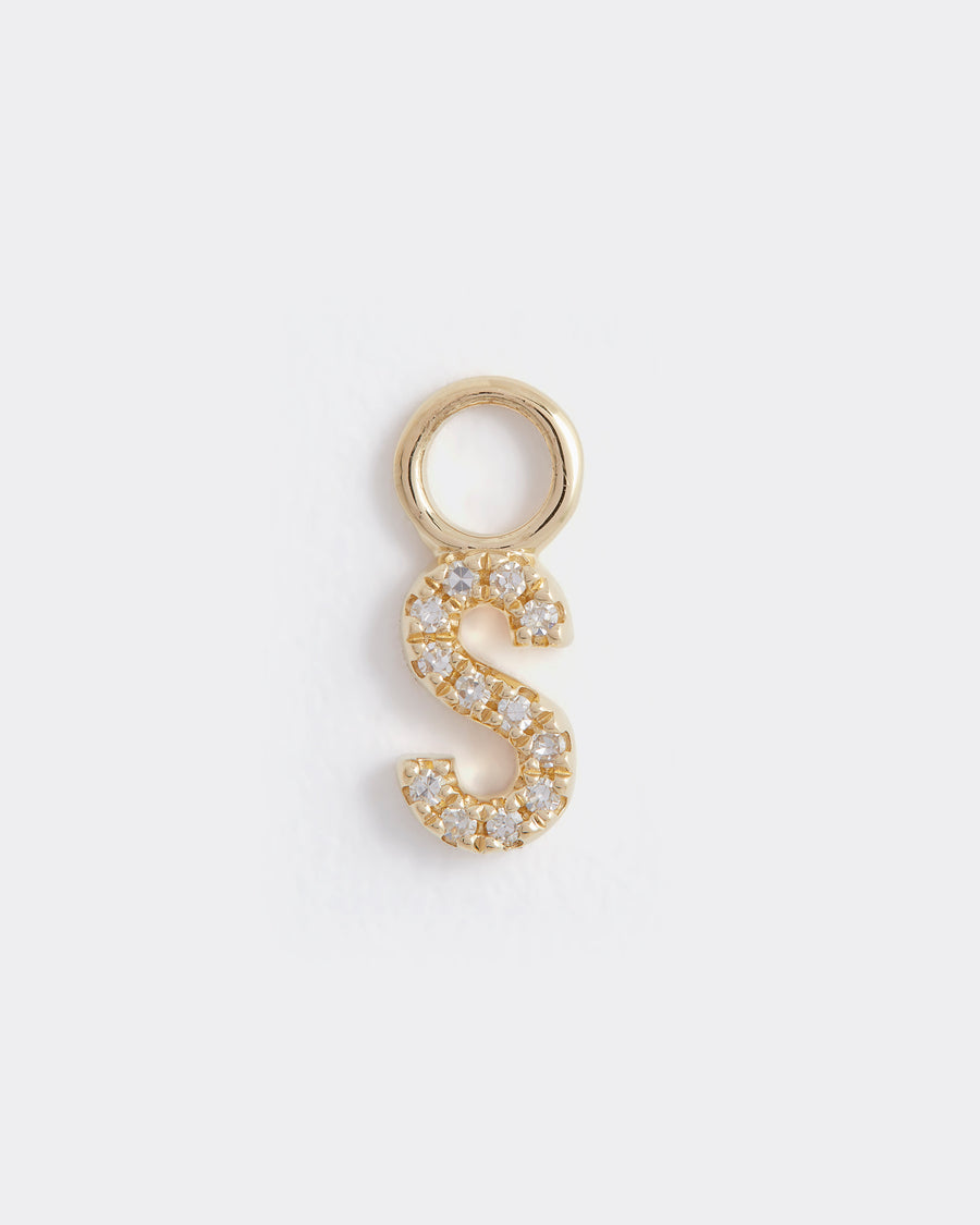 letter s gold and diamond charm
