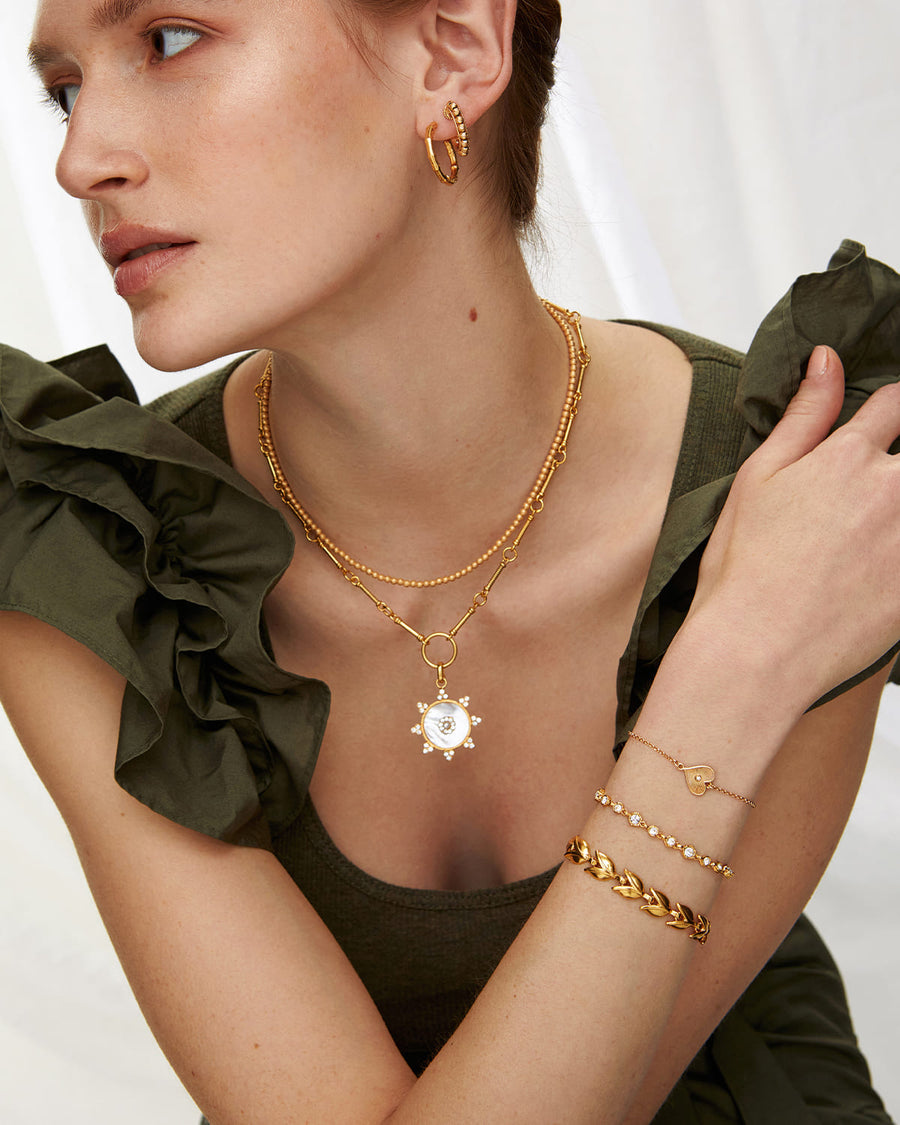 soru jewellery sandblast gold plated silver bead necklace