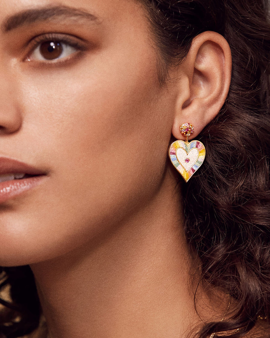micro mosaic solid gold heart earrings sapphires fine jewellery soru