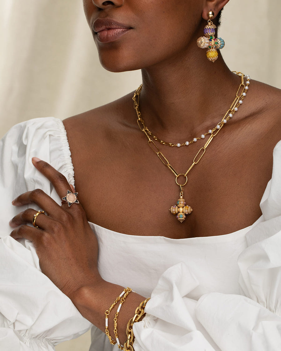 soru jewellery rosalia multicoloured cross earrings