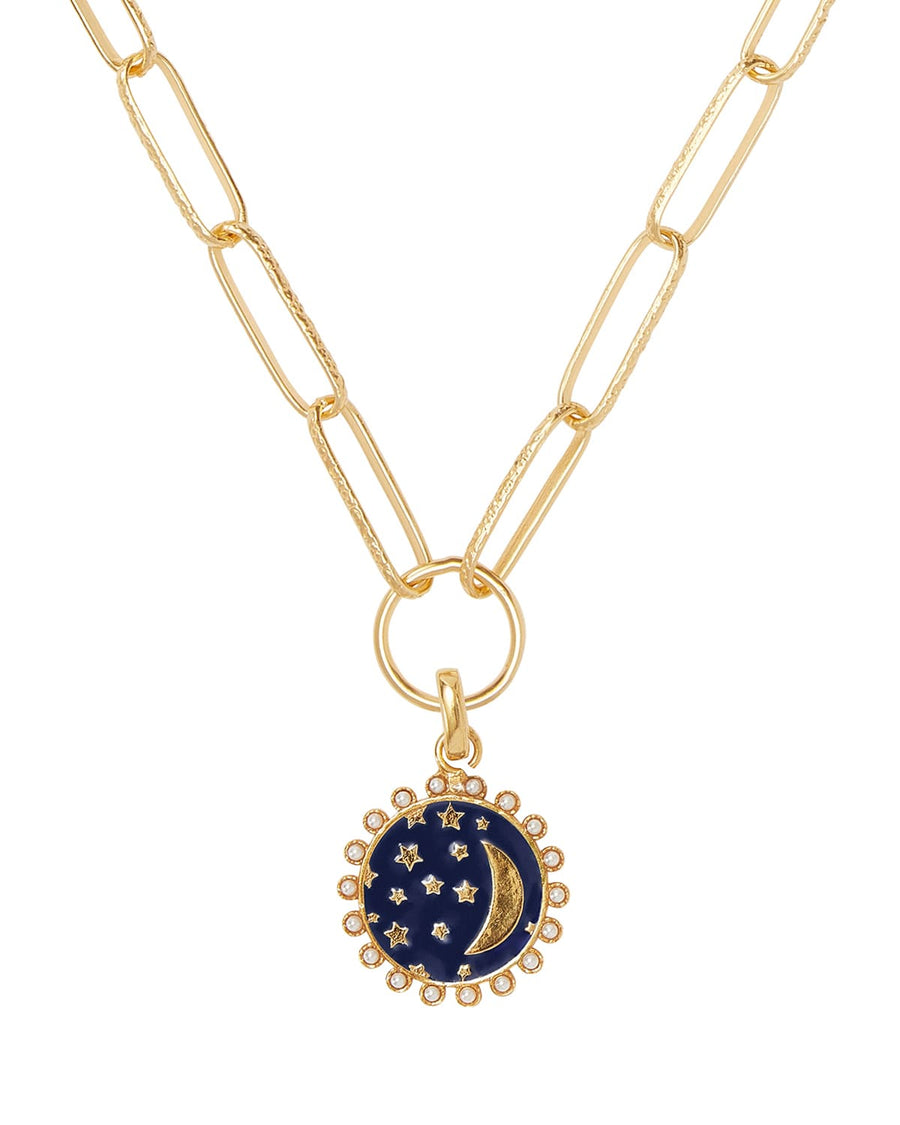 Soru Jewellery enamelled night sky pearl and gold charm
