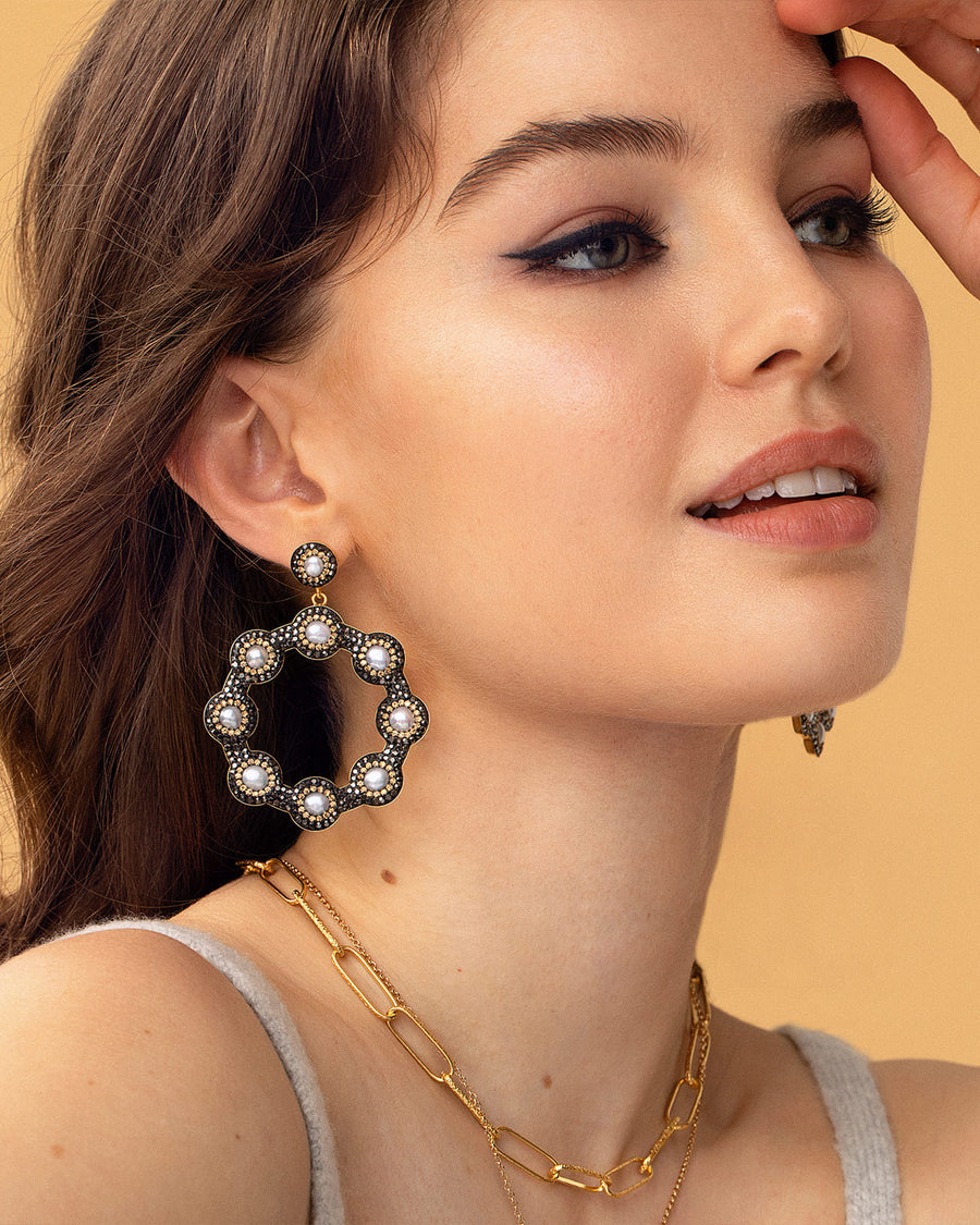 soru jewellery baroque pearl hoop earrings, soru pearl hoop, soru crystal hoop