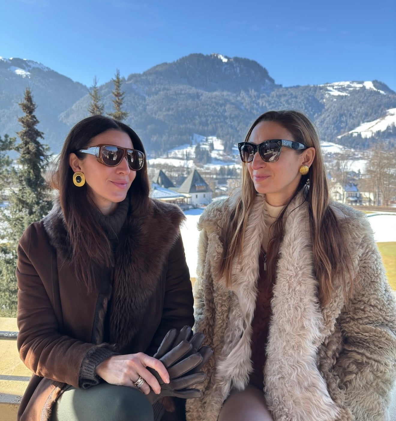 marianna and francesca in austria wit mountains behind them