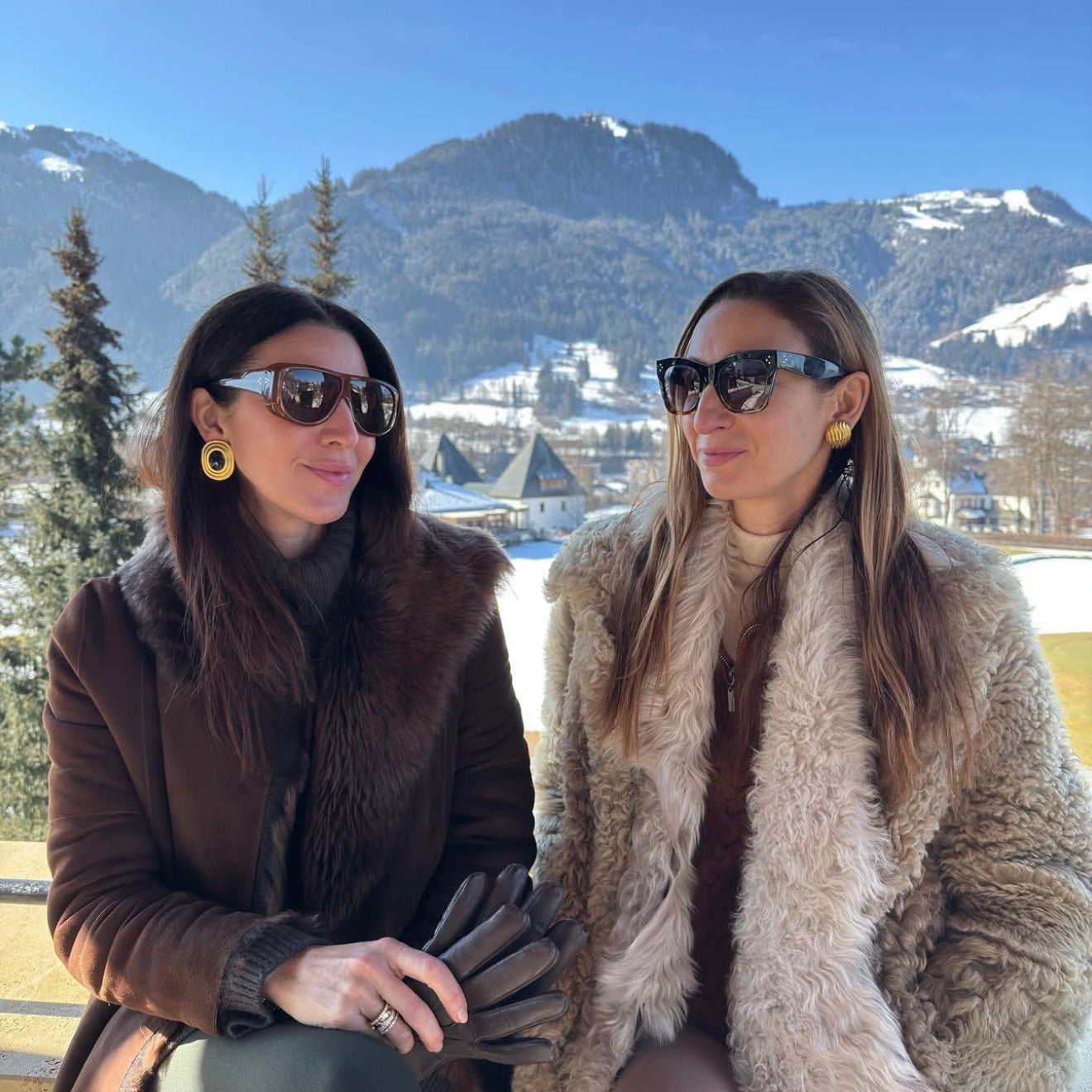 marianna and francesca in austria wit mountains behind them