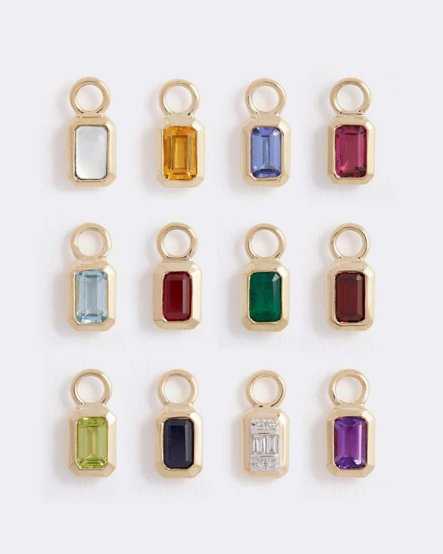 12 assorted coloured birthstone charms