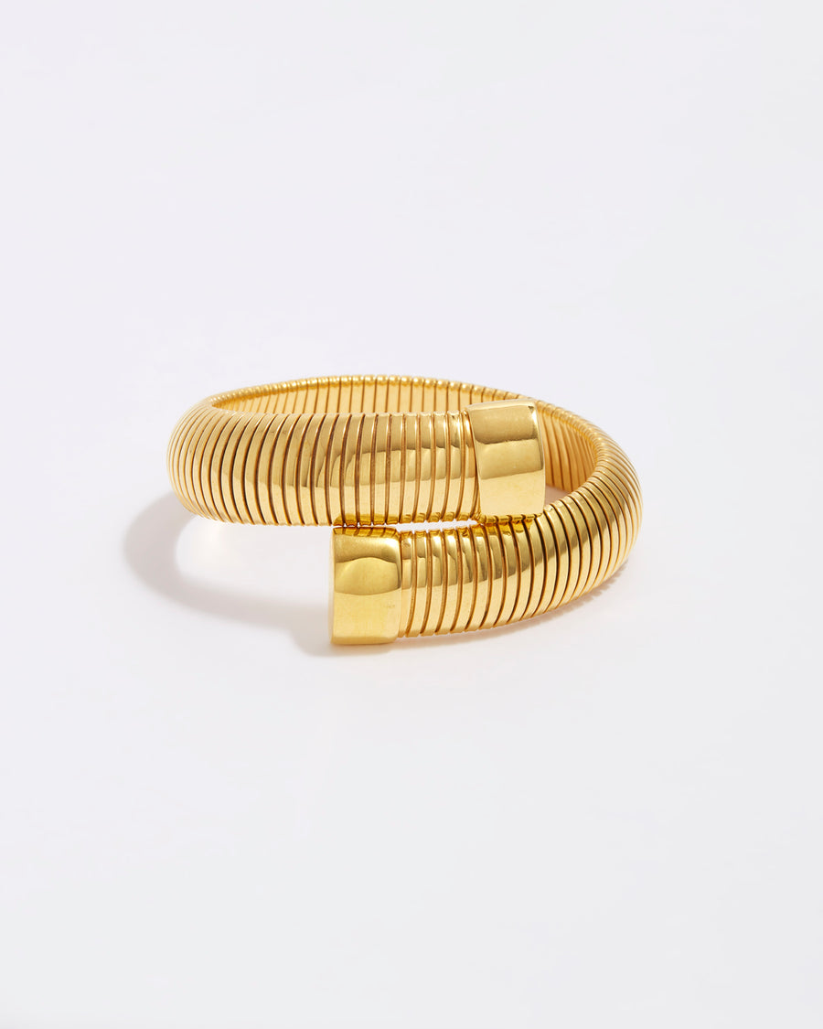 product shot of chunky gold snake bracelet 