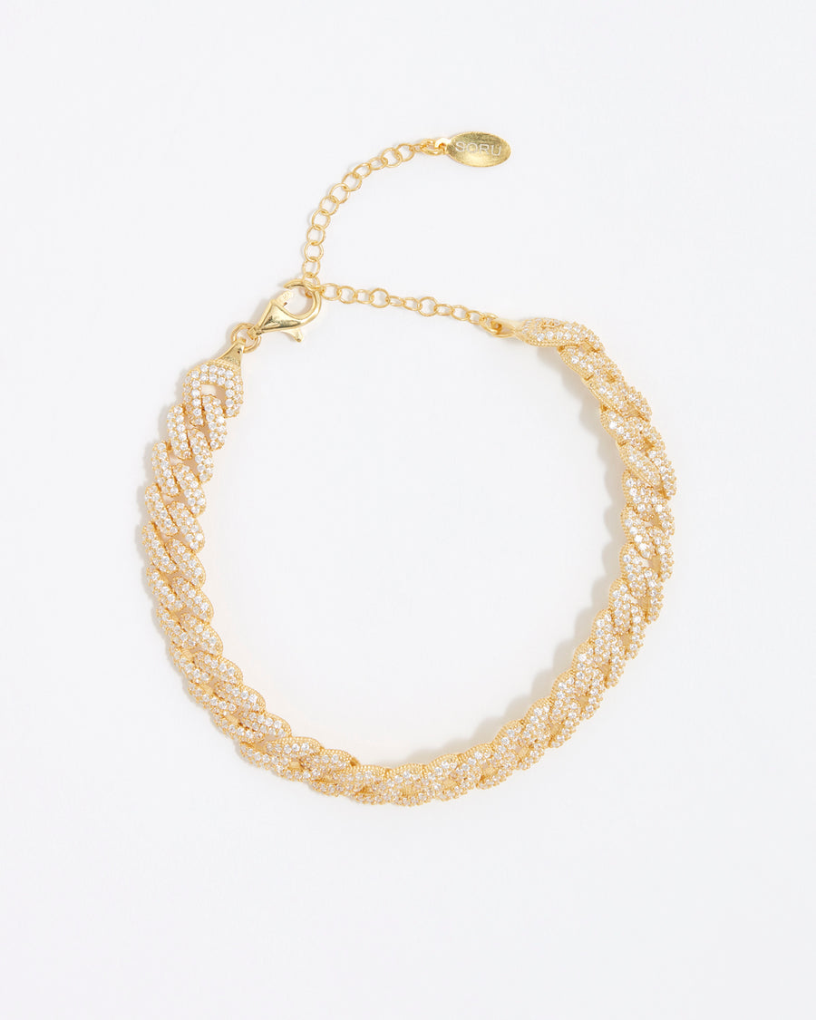 soru jewellery gold plated silver crystal chain link cuban bracelet