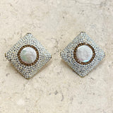 AUTUMN 26 SAMPLE SALE Baroque Pearl Square Stud Earrings 152