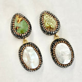 Turquoise and Baroque Pearl Earrings