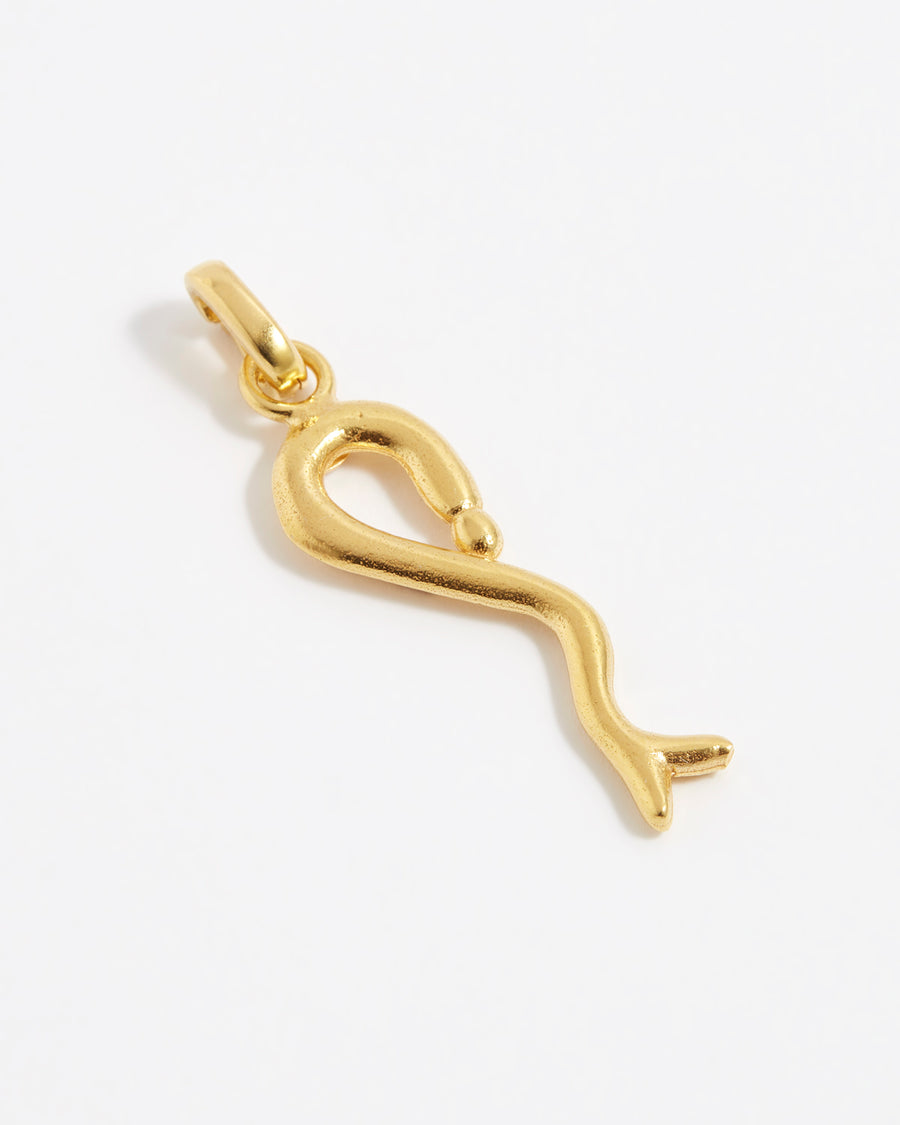 product shot of yellow gold plated snake charm