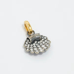 product shot of Crystal Embellished Silver Shell Charm on a white background