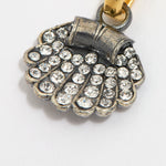 close up product shot of Crystal Embellished Silver Shell Charm on a white background 