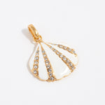 gold plated silver and enamel shell charm with crystals 