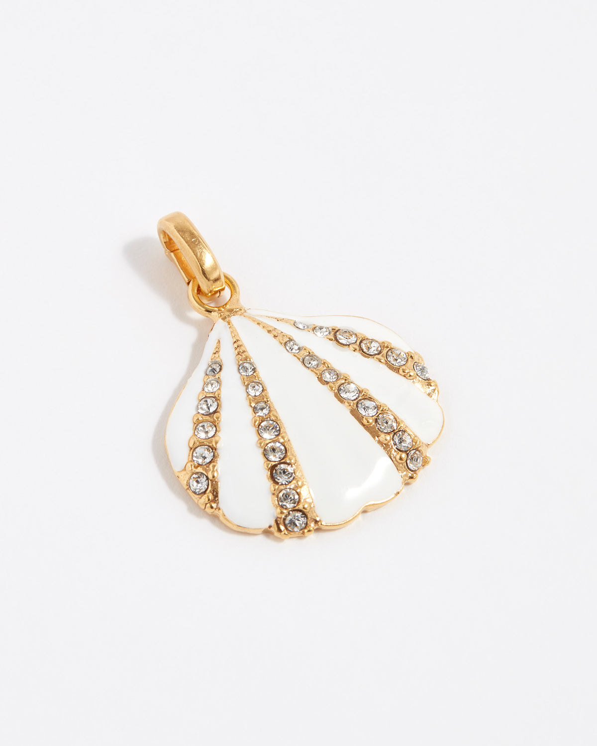 gold plated silver and enamel shell charm with crystals 