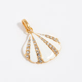 gold plated silver and enamel shell charm with crystals 