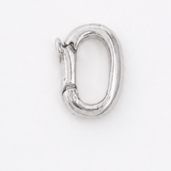 Silver charm connector on a white background