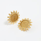 Soru Jewellery product shot of crystal embellished coin stud earrings