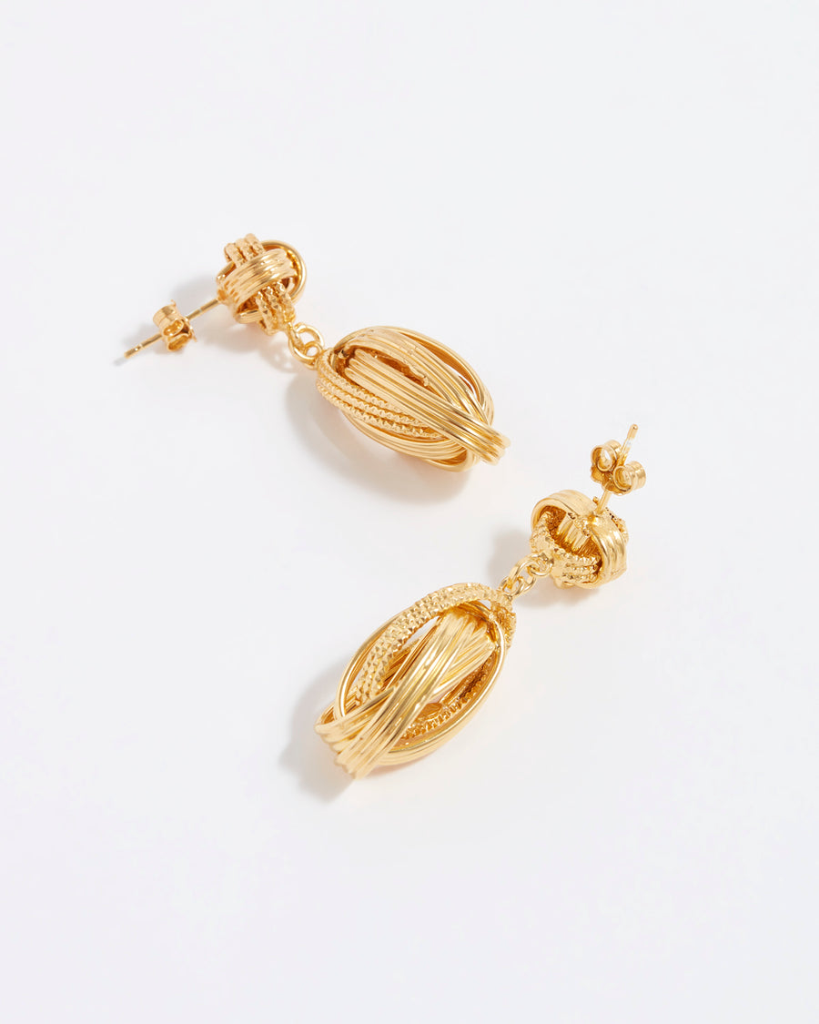 gold plated silver drop twisted earrings