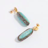 product shot of soru jewellery double sided amazonite gemstone and crystal earrings 