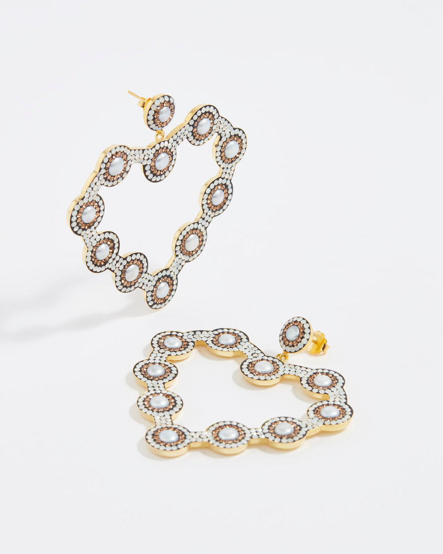 soru jewellery crystal and pearl heart earrings
