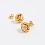 gold plated silver earrings textured link stud earrings