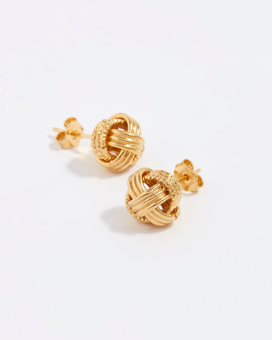 gold plated silver earrings textured link stud earrings