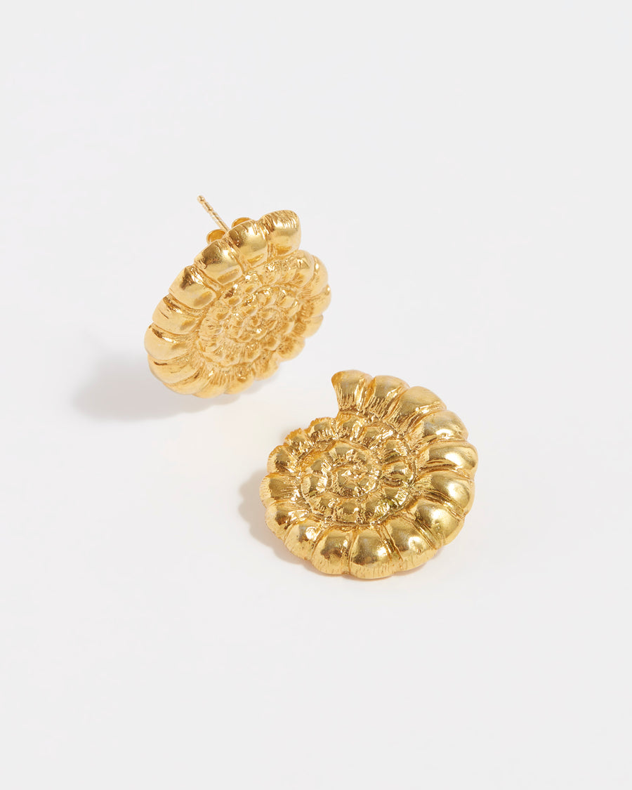 small gold plated silver fossil earrings