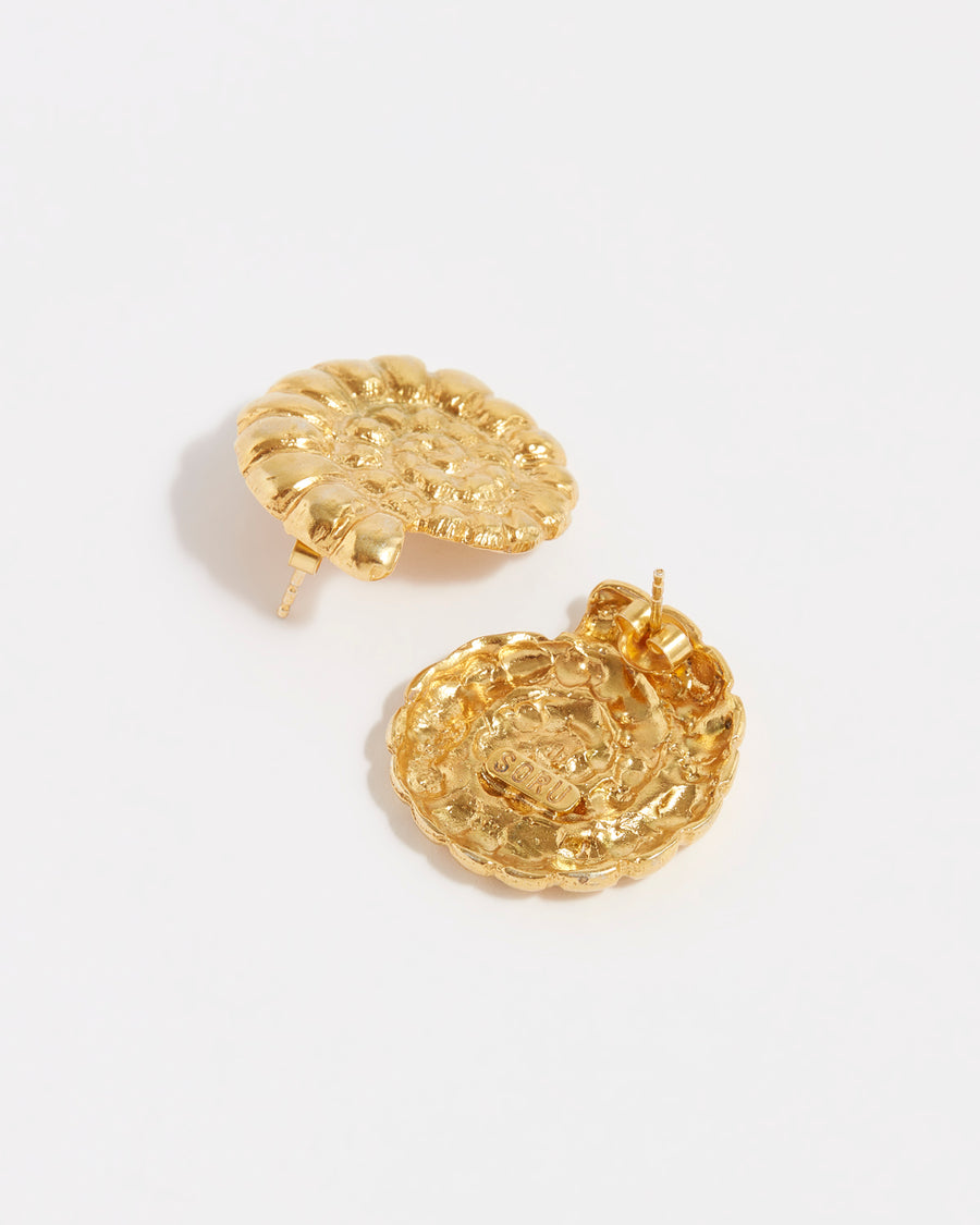 back of small gold plated silver fossil earrings
